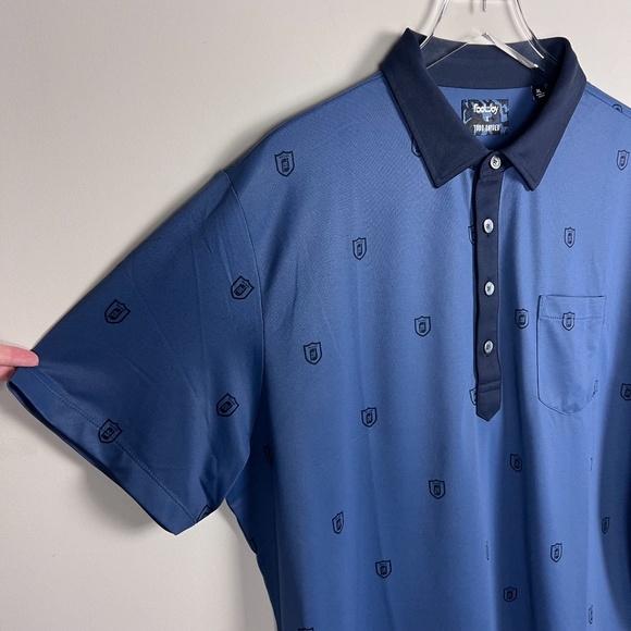 Todd Snyder & Footjoy Men's Shield Print Pique Polo Shirt Blue Size XL - Picture 8 of 13